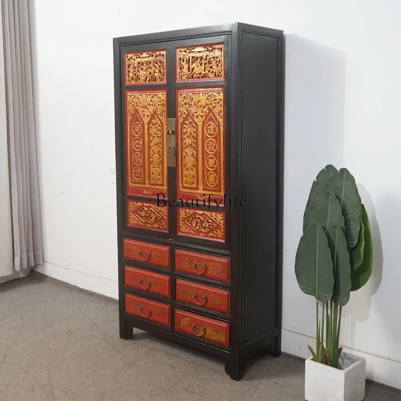 *Solid wood storage storage color paint to do Japanese retro wardrobe gold paint wood carving
*Solid wood storage storage color paint to do Japanese retro wardrobe gold paint wood carving