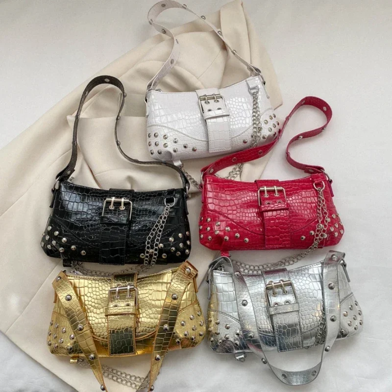 New Women Fashion Shoulder Bag Gothic Ladies Bag Cool Style Trendy Rock Girls Handbag Y2K Rivet Chain for Travel Vacation Daily
New Women Fashion Shoulder Bag Gothic Ladies Bag Cool Style Trendy Rock Girls Handbag Y2K Rivet Chain for Travel Vacation Daily