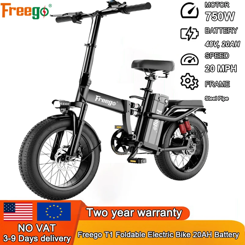 Freego Ebike T1 750W 48V 20AH Electric Bikes Adult Fat Tire Folding Electric Bicycle City Commuter Electric Bike Urban E Bike
Freego Ebike T1 750W 48V 20AH Electric Bikes Adult Fat Tire Folding Electric Bicycle City Commuter Electric Bike Urban E Bike