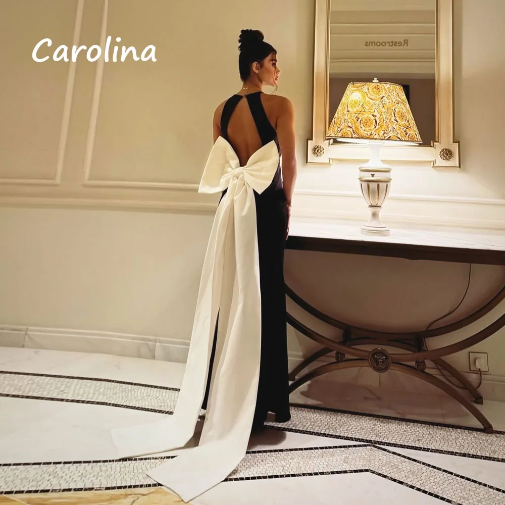 Carolina Customized Black Long Crepe Party Dress High Neck Prom Dress Bow Backless Wedding Dress Mermaid Formal Evening Dress
Carolina Customized Black Long Crepe Party Dress High Neck Prom Dress Bow Backless Wedding Dress Mermaid Formal Evening Dress