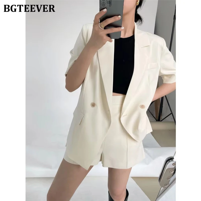 BGTEEVER New Summer Shorts Suits for Women Notched Collar Short Sleeve Jakcet & High Waist Wide Leg Shorts Female 2 Pieces Set
BGTEEVER New Summer Shorts Suits for Women Notched Collar Short Sleeve Jakcet & High Waist Wide Leg Shorts Female 2 Pieces Set
