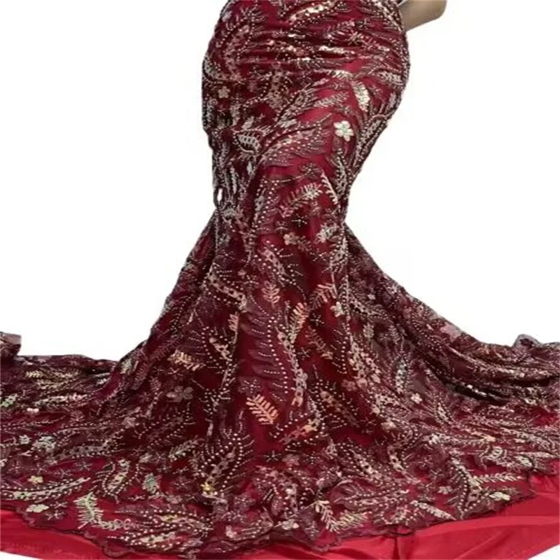 Red/Gold 5Yards African Lace Sequins Fabrics For Women Evening Dresses White Embroidery Sewing Material Mesh Beaded Fabric
Red/Gold 5Yards African Lace Sequins Fabrics For Women Evening Dresses White Embroidery Sewing Material Mesh Beaded Fabric