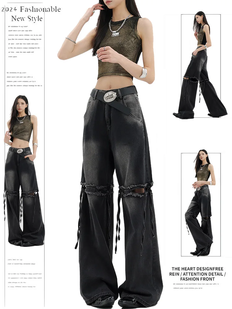 Bla Waed Design Sensation Sa Hole Denim Jeans Women's Summer New Floor-Length Wide Leg Pants High Waist Jeans
Bla Waed Design Sensation Sa Hole Denim Jeans Women's Summer New Floor-Length Wide Leg Pants High Waist Jeans