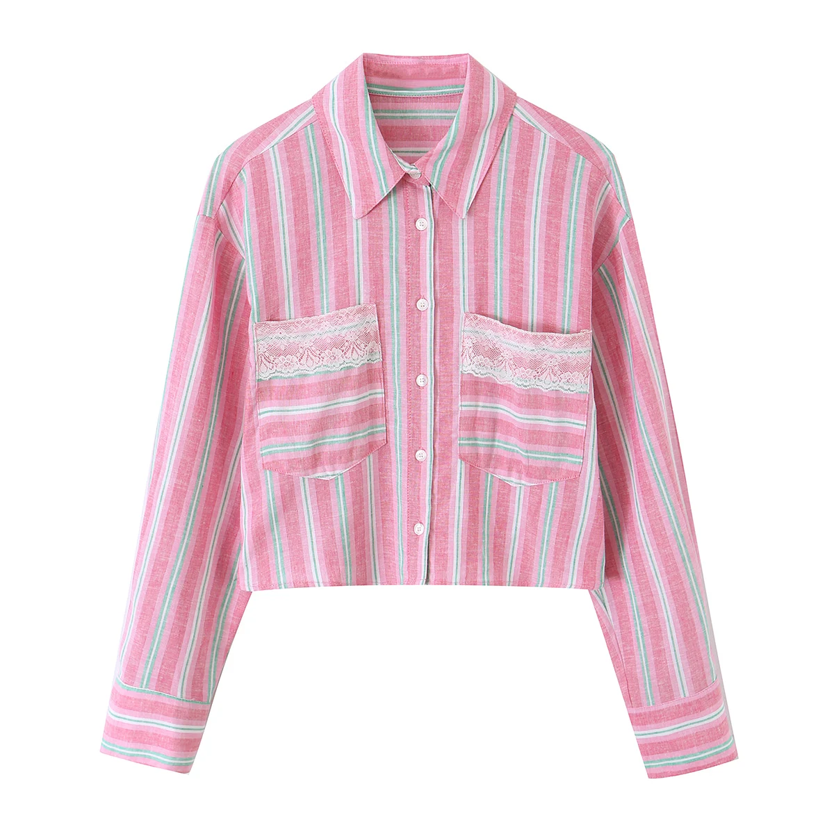 Spring Summer New Women Striped Shirt Loose Long Sleeved Blouses Lapel Lace Sweet Pink Chic Female Tops
Spring Summer New Women Striped Shirt Loose Long Sleeved Blouses Lapel Lace Sweet Pink Chic Female Tops