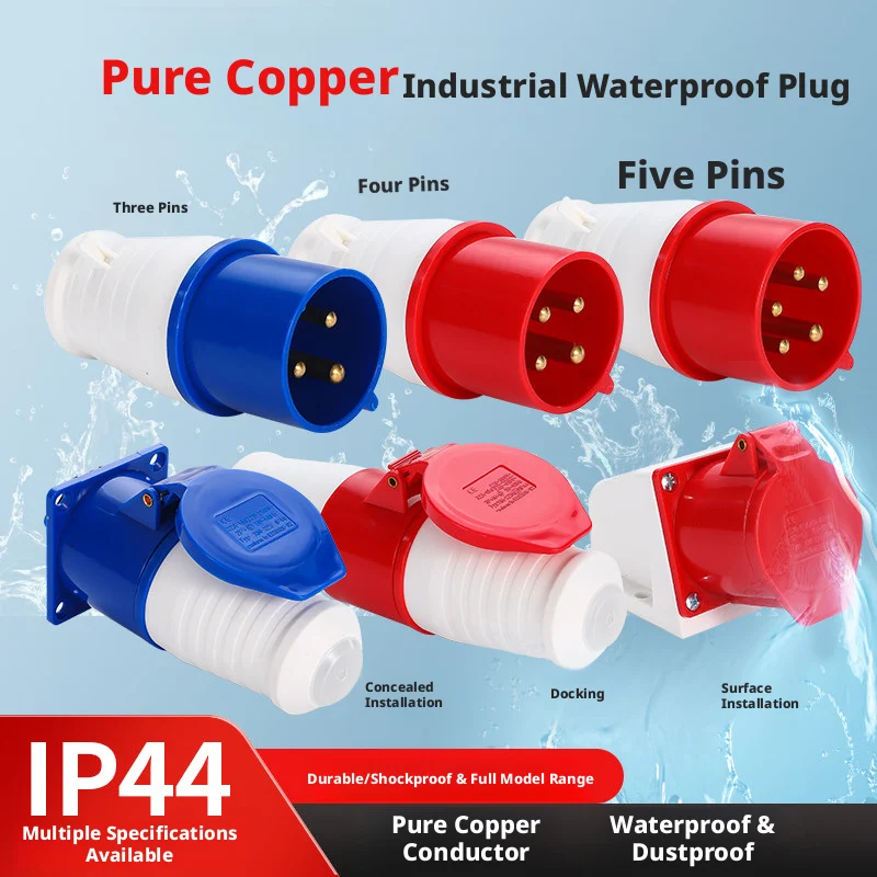 Heavy-Duty Industrial Connector: IP44 Rated, 32A Max, 1–6mm² Wire, Red/Blue, for Outdoor Construction & Factory Use
Heavy-Duty Industrial Connector: IP44 Rated, 32A Max, 1–6mm² Wire, Red/Blue, for Outdoor Construction & Factory Use