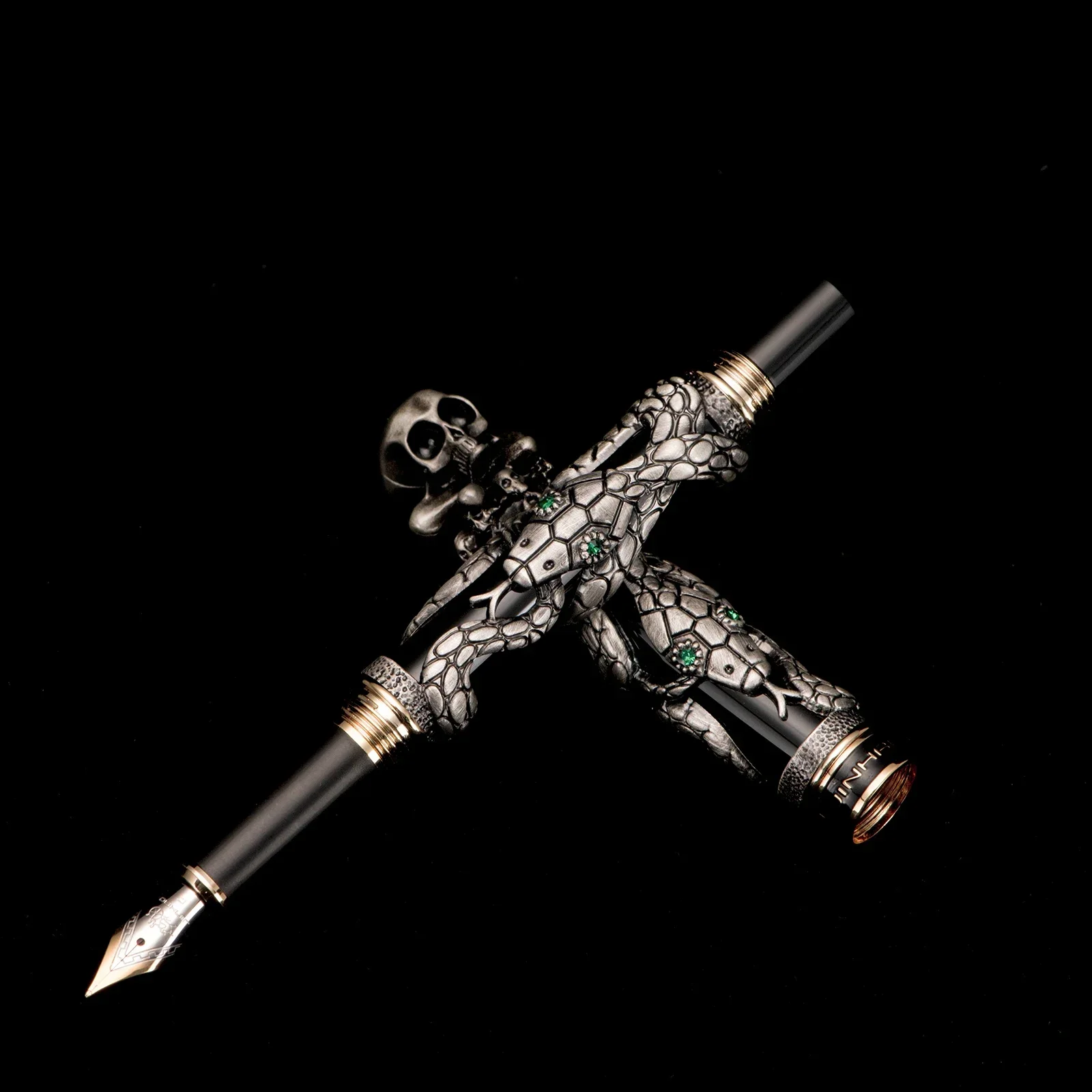 Vintage Jinhao Snake Fountain Pen Skull Skeleton Unique Pen Cap EF/F/M/Bent Nib Heavy Collection Ancient Gray Business Gift Pen
Vintage Jinhao Snake Fountain Pen Skull Skeleton Unique Pen Cap EF/F/M/Bent Nib Heavy Collection Ancient Gray Business Gift Pen