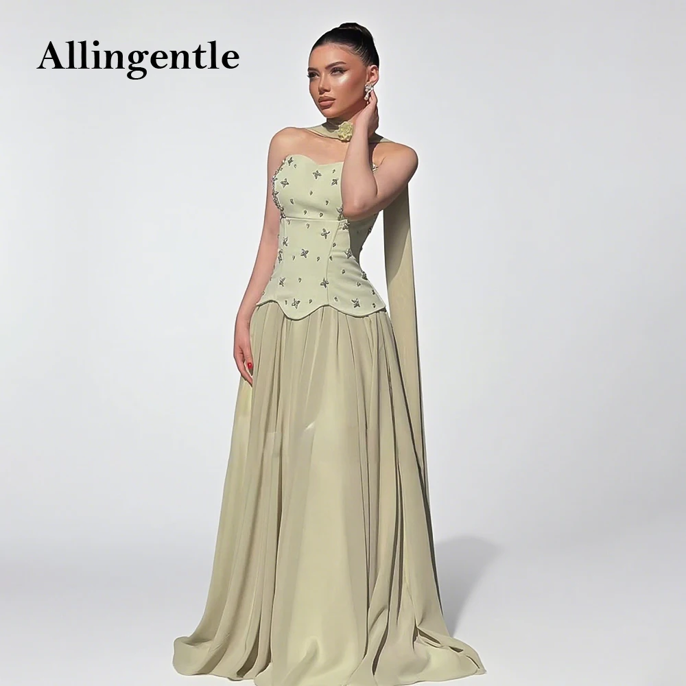 Elegant Strapless Dubai Evening Dress A-Line Green Chiffon Prom Party Gown with Corset Beaded فساتين سهرة Customized
Elegant Strapless Dubai Evening Dress A-Line Green Chiffon Prom Party Gown with Corset Beaded فساتين سهرة Customized