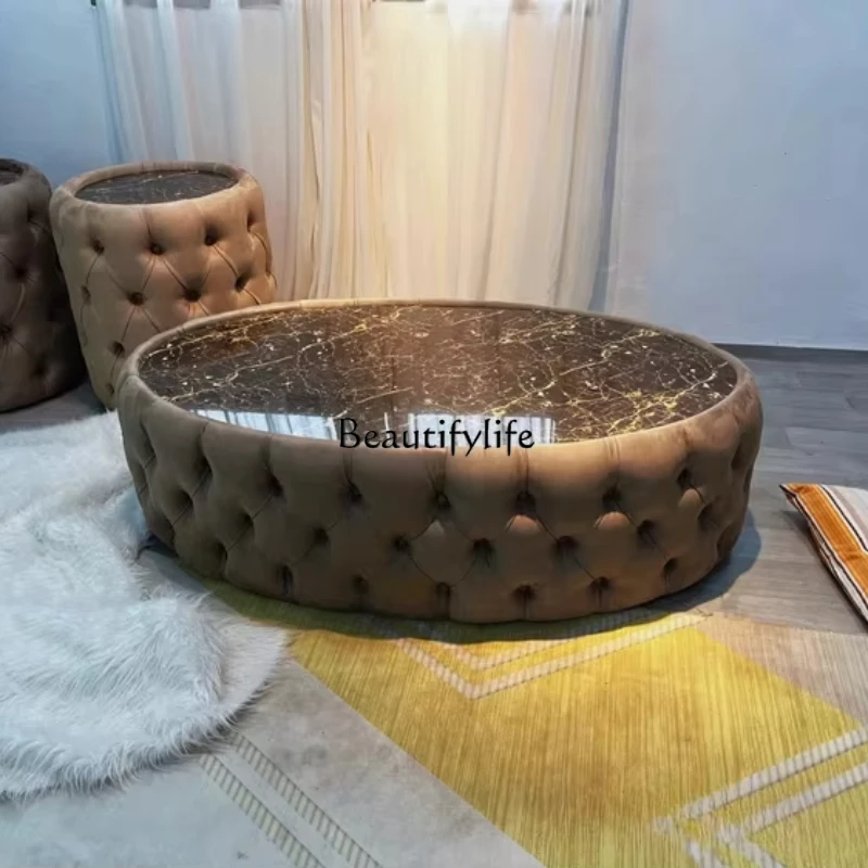 Italian light luxury living room modern simple small apartment round marble coffee table
Italian light luxury living room modern simple small apartment round marble coffee table