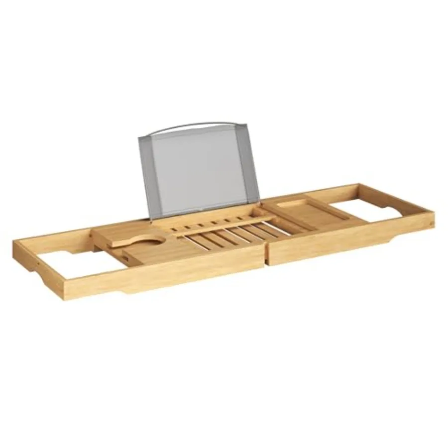 Bamboo Bathtub Tray - Natural Wood Bath Caddy with Book Phone or Tablet Rest Cup Holder and Extended Sides for Bath Accessories
Bamboo Bathtub Tray - Natural Wood Bath Caddy with Book Phone or Tablet Rest Cup Holder and Extended Sides for Bath Accessories