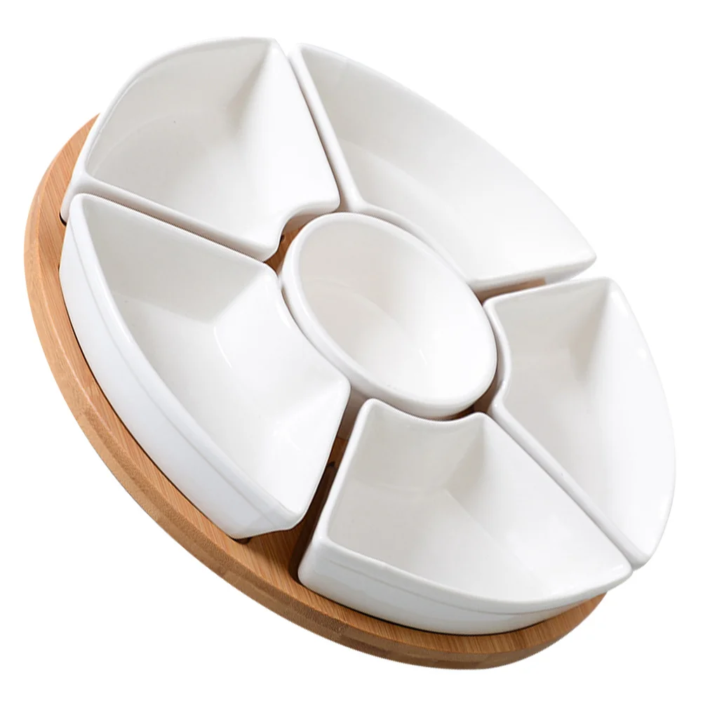 Ceramic Plate with Dividers Large Capacity Fruit Snack Tray Bamboo Serving Platter Healthy Material Easy Clean Dinner Plates
Ceramic Plate with Dividers Large Capacity Fruit Snack Tray Bamboo Serving Platter Healthy Material Easy Clean Dinner Plates