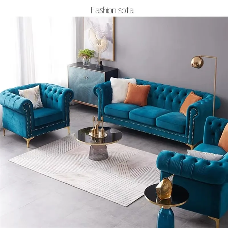 #Blue Golden Legs Sectional Couch Velvet Fabric Button Chesterfield Sofa
#Blue Golden Legs Sectional Couch Velvet Fabric Button Chesterfield Sofa