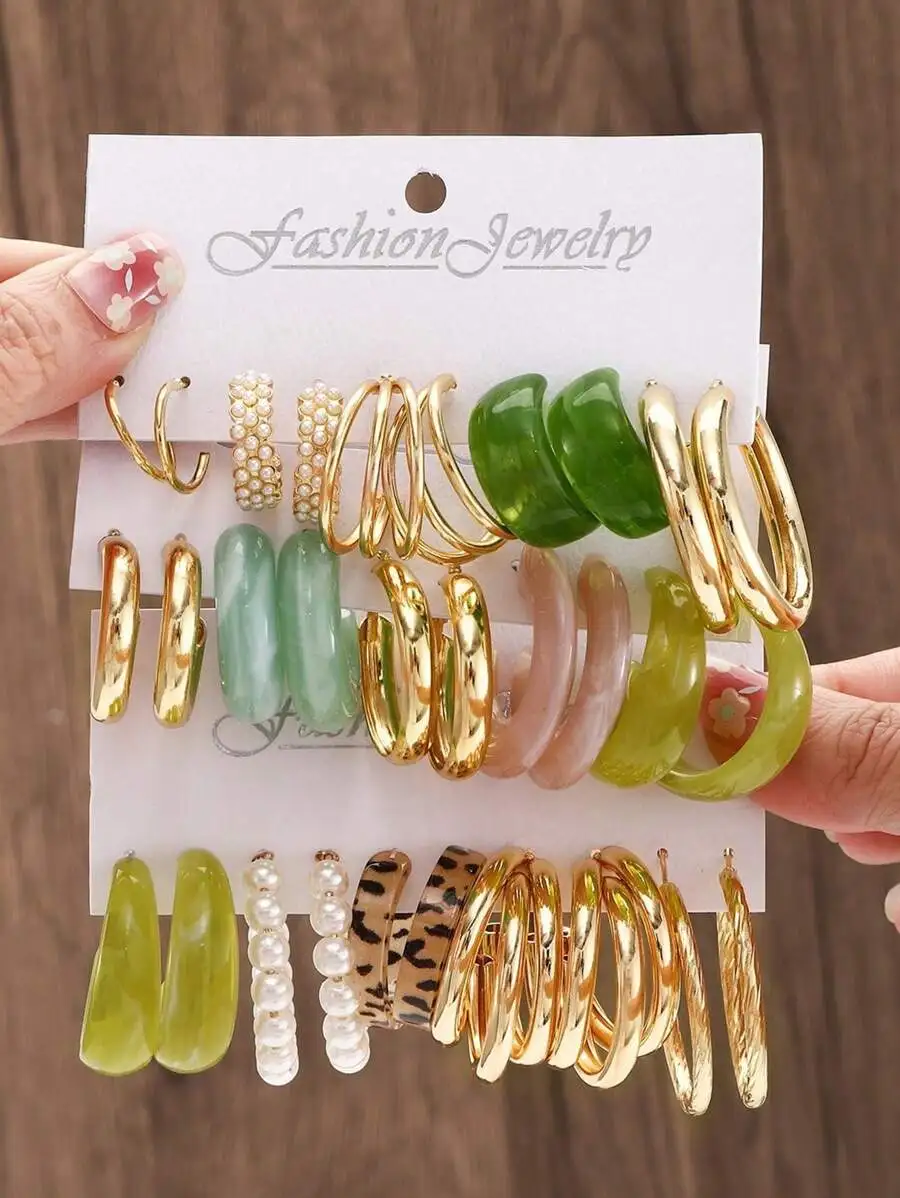 30pcs Bohemian Resin Earring Set With Faux Pearl Hoops For Women Daily Casual Party Jewelry
30pcs Bohemian Resin Earring Set With Faux Pearl Hoops For Women Daily Casual Party Jewelry
