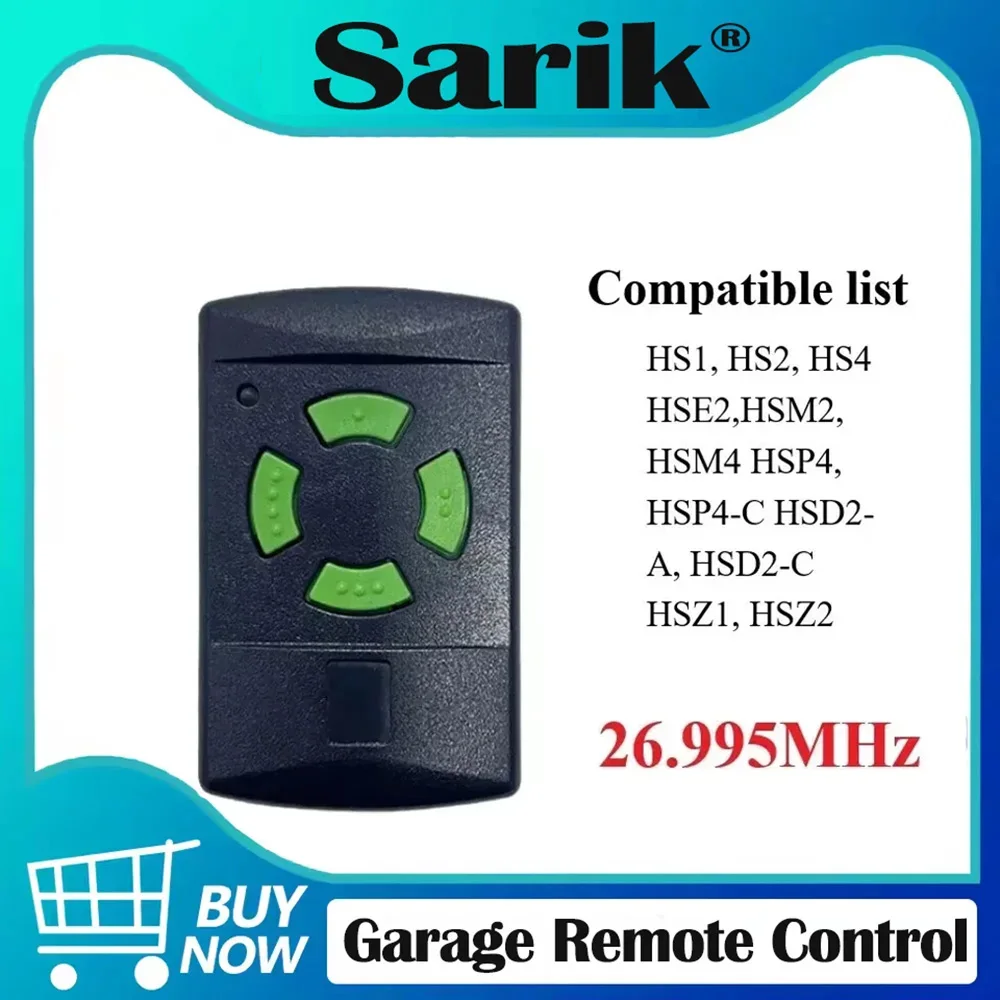 Remote Control 26.995MHz HS1 HS2 HS4 Green Button HSE2 HSM4 Garage Door Opener
Remote Control 26.995MHz HS1 HS2 HS4 Green Button HSE2 HSM4 Garage Door Opener