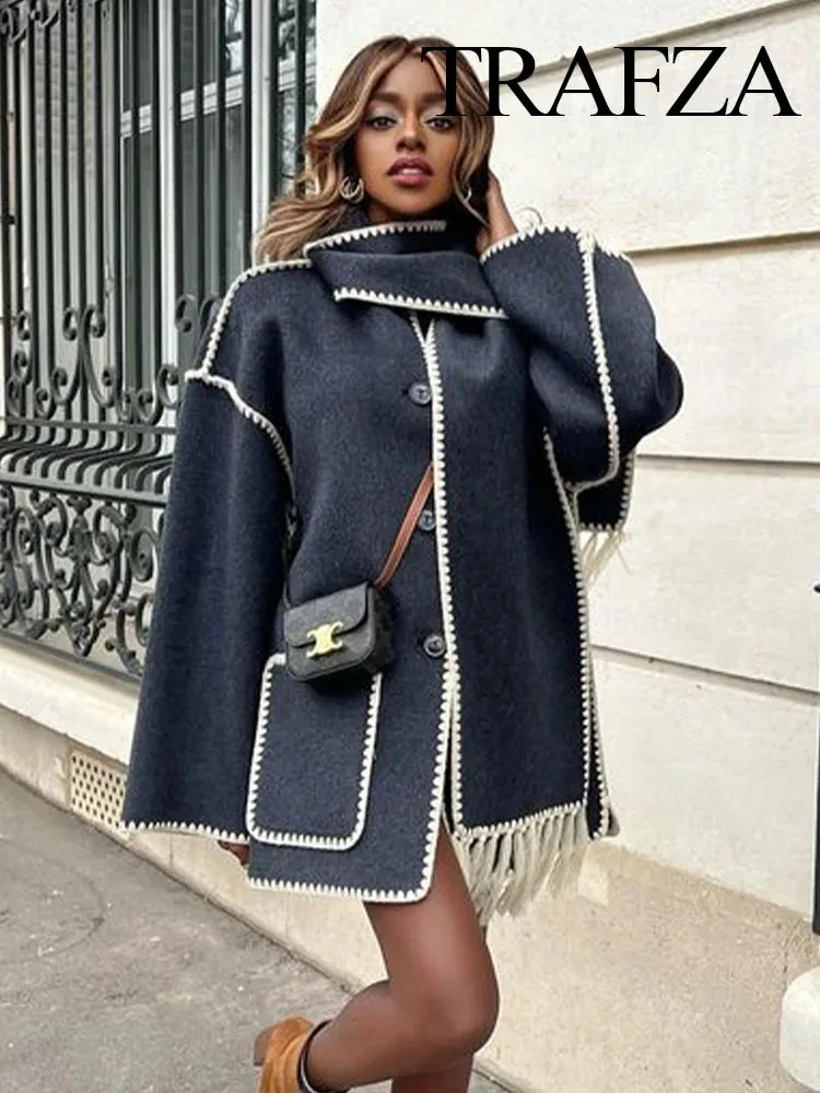TRAFZA 2024 Winter Women's Fashion Solid Color Crochet Scarf Jacket O Neck Long Sleeve Single Breasted Casual Retro Women's Coat
TRAFZA 2024 Winter Women's Fashion Solid Color Crochet Scarf Jacket O Neck Long Sleeve Single Breasted Casual Retro Women's Coat