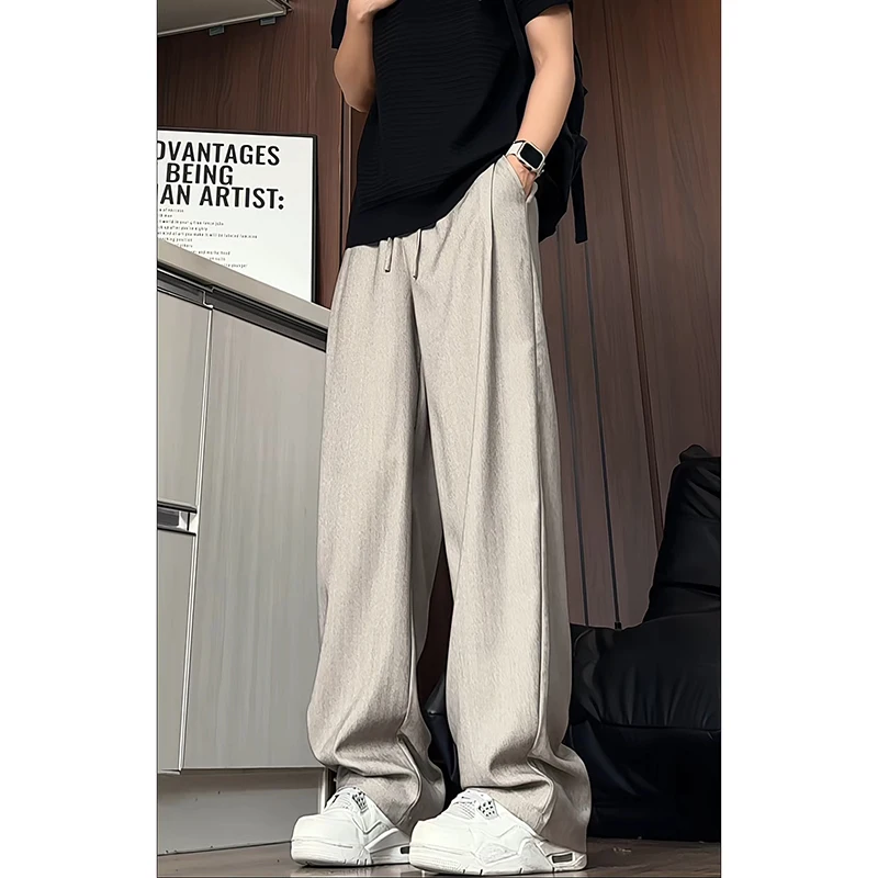 Summer Striped Drawstring Elastic Waist Mens Loose Casual Pants Comfortable New Fabric Straight Leg Textured Drapey Long Trouser
Summer Striped Drawstring Elastic Waist Mens Loose Casual Pants Comfortable New Fabric Straight Leg Textured Drapey Long Trouser