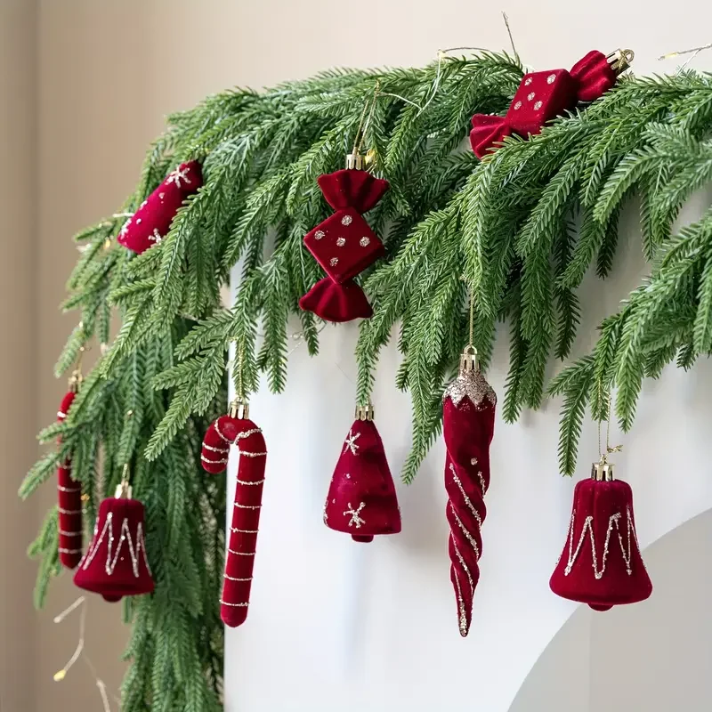 2pcs Velvet Christmas Candy Cane Bell Icicle Ornaments Burgundy Red Xmas Tree Hanging Pendants Christmas Party Home Decoration
2pcs Velvet Christmas Candy Cane Bell Icicle Ornaments Burgundy Red Xmas Tree Hanging Pendants Christmas Party Home Decoration