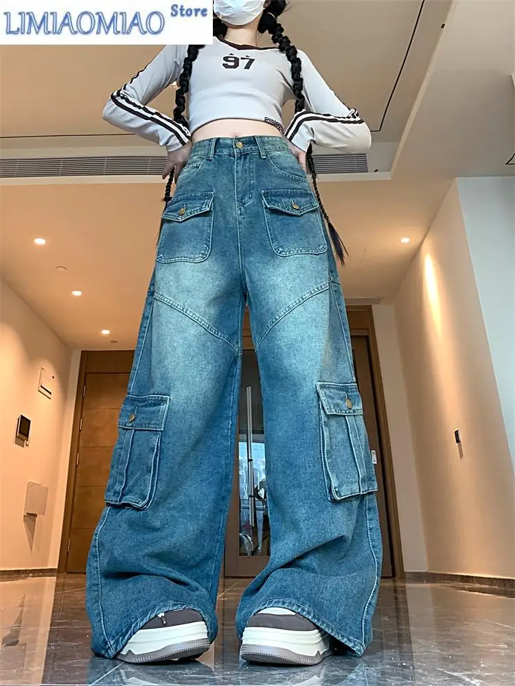 Women's Multi Pocket Design Wide Leg Vintage Jeans Cool Girl High Waisted Streetwear Fashion Pants Female Casual Denim Trouser
Women's Multi Pocket Design Wide Leg Vintage Jeans Cool Girl High Waisted Streetwear Fashion Pants Female Casual Denim Trouser
