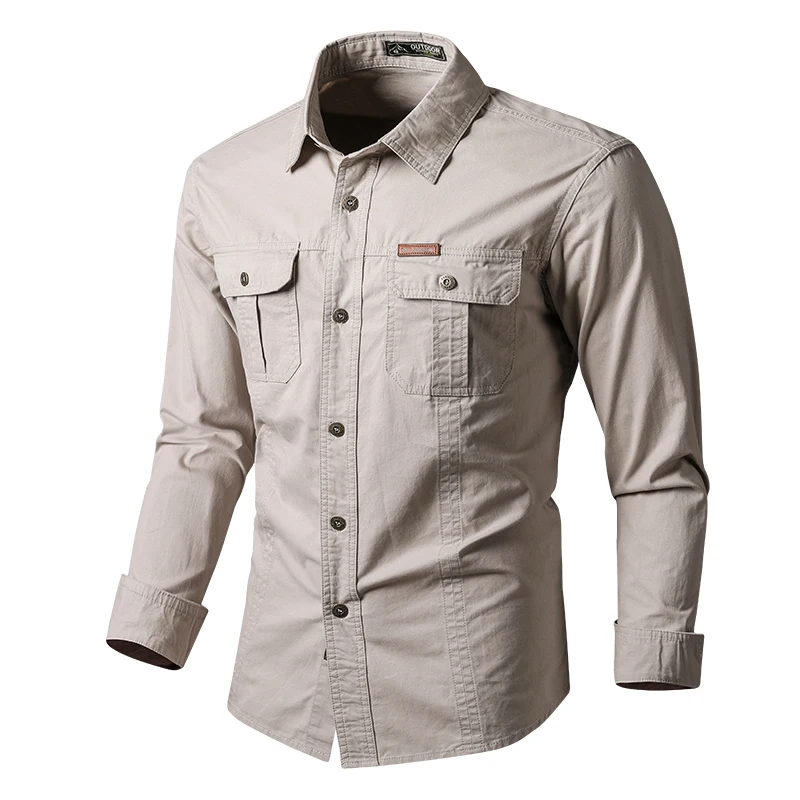 Men's Shirt Solid Color Multi-Pocket High Quality Cargo Shirts Male 100% Cotton Outdoor Casual Long Sleeve Shirts For Men
Men's Shirt Solid Color Multi-Pocket High Quality Cargo Shirts Male 100% Cotton Outdoor Casual Long Sleeve Shirts For Men