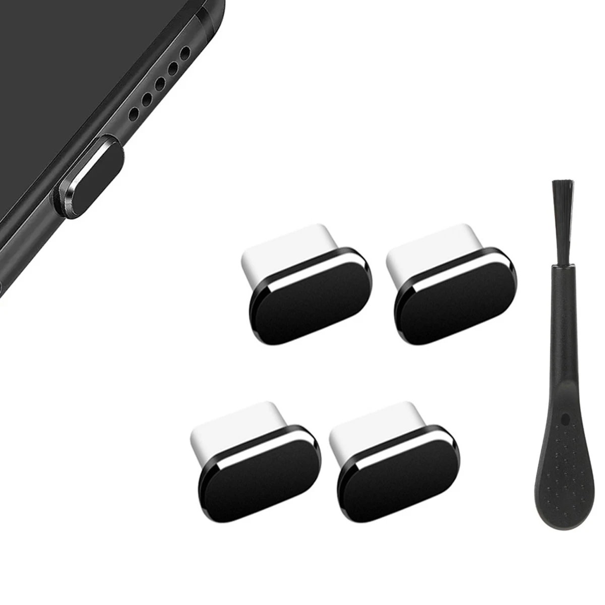 4Pcs Metal Type C Dust Plug with Cleaning Brush Anti Dust Plug Cover Charging Port Protectors Compatible with All USB C Devices
4Pcs Metal Type C Dust Plug with Cleaning Brush Anti Dust Plug Cover Charging Port Protectors Compatible with All USB C Devices