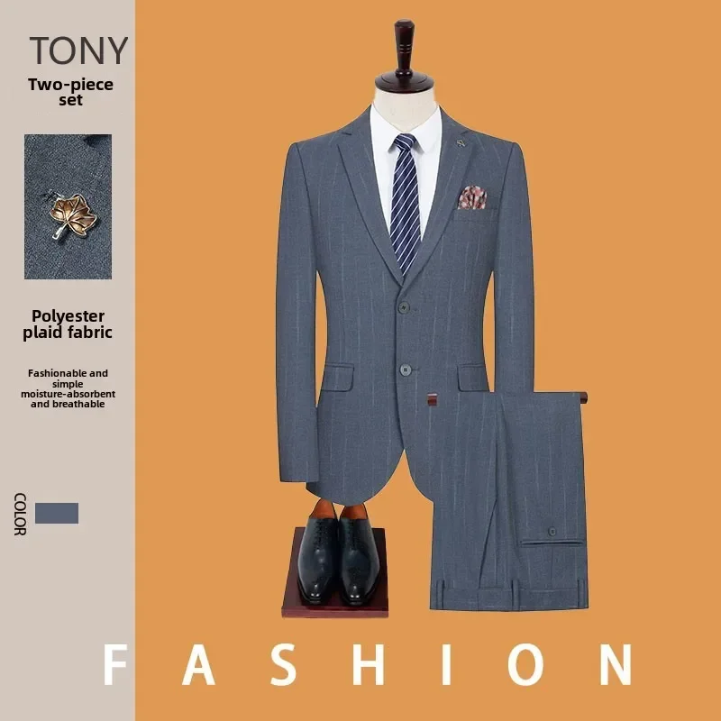 Suit High Quality Two Button Professional Formal Stripes Four Seasons Mens 2 Piece Outfit Set (suit + Trousers) Elegant Man Coat
Suit High Quality Two Button Professional Formal Stripes Four Seasons Mens 2 Piece Outfit Set (suit + Trousers) Elegant Man Coat