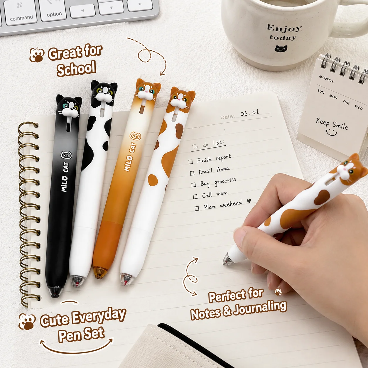 4 pcs Kawaii Milk Cat Pattern Gel Pens 0.5mm Quick-Dry Smooth Writing Retractable Pens School Stationery Gift
4 pcs Kawaii Milk Cat Pattern Gel Pens 0.5mm Quick-Dry Smooth Writing Retractable Pens School Stationery Gift