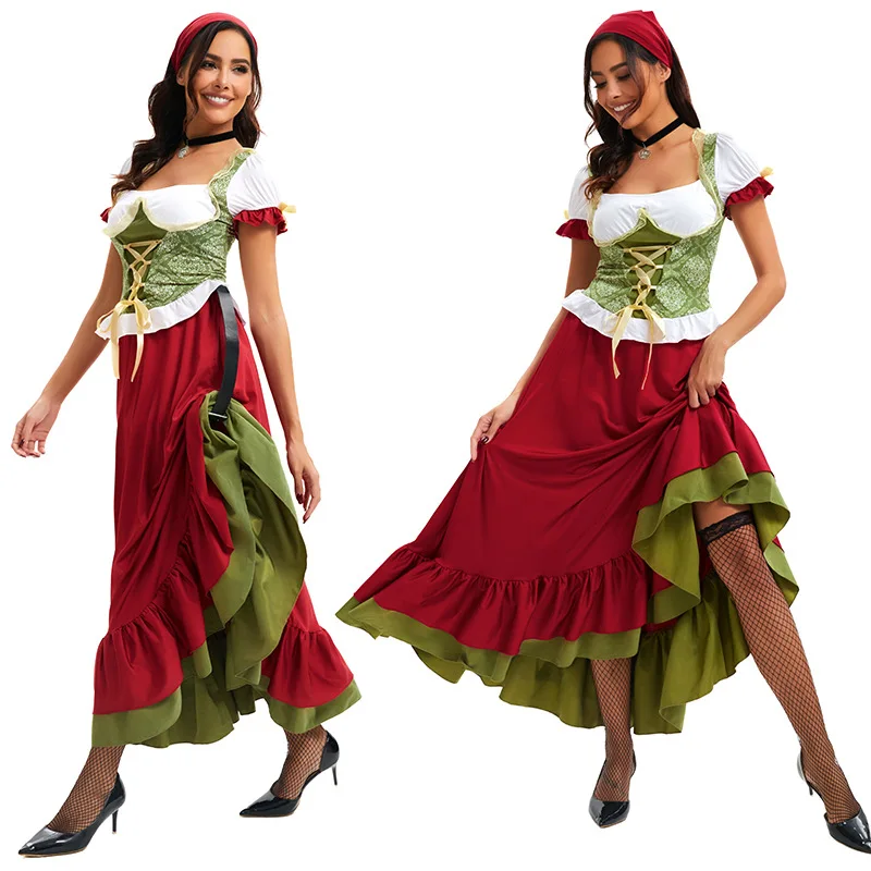 Munich Beer Festival Performance Costume Women's Bar Waitress Outfit Halloween Workwear Traditional German Female Attire
Munich Beer Festival Performance Costume Women's Bar Waitress Outfit Halloween Workwear Traditional German Female Attire