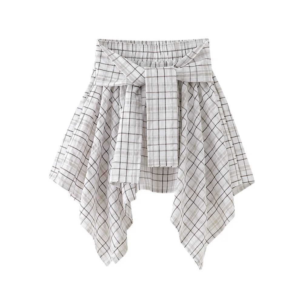 Fashion Irregular Plaid Shirts Skirt Lace-up High Waist Fake Two-piece Skirts Streetwear A-line Plaid Shorts Skirt Female
Fashion Irregular Plaid Shirts Skirt Lace-up High Waist Fake Two-piece Skirts Streetwear A-line Plaid Shorts Skirt Female
