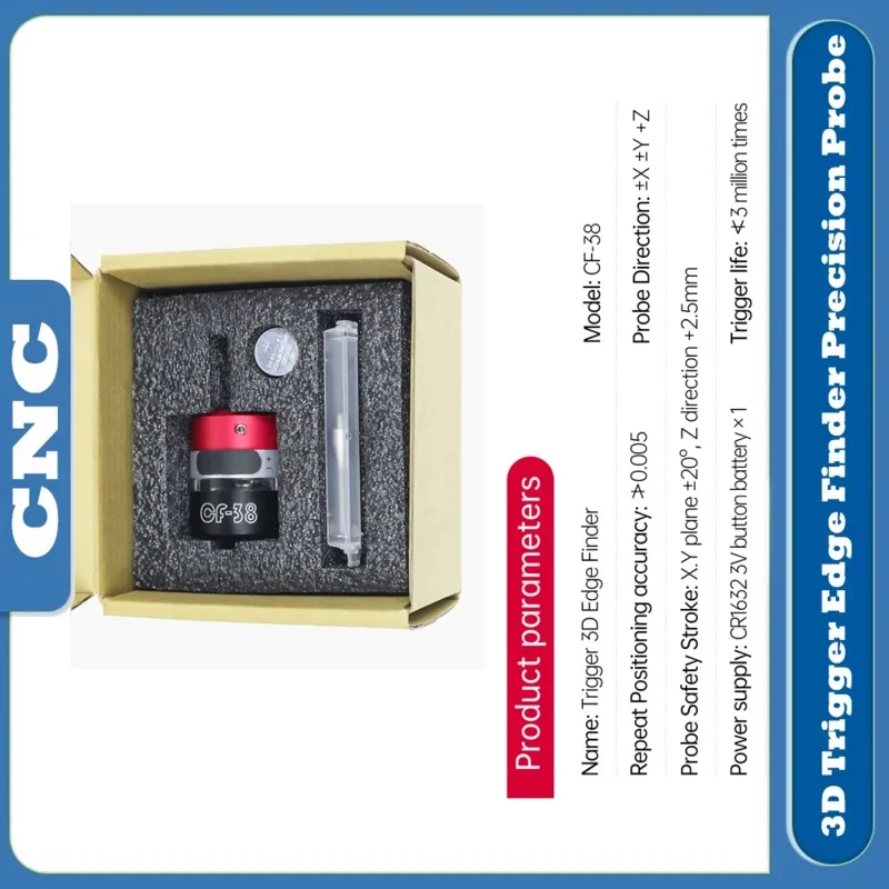 CNC 3D Trigger Edge Finder High Precision Touch Probe CNC Milling Machine Three-Coordinate Centring Rod Tool Setter CF-38
CNC 3D Trigger Edge Finder High Precision Touch Probe CNC Milling Machine Three-Coordinate Centring Rod Tool Setter CF-38