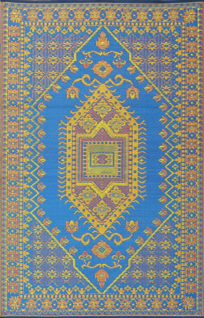 Traditional Outdoor Rug, Reversible Plastic Mat (6' x 9', Oriental Turkish - Blue)
Traditional Outdoor Rug, Reversible Plastic Mat (6' x 9', Oriental Turkish - Blue)