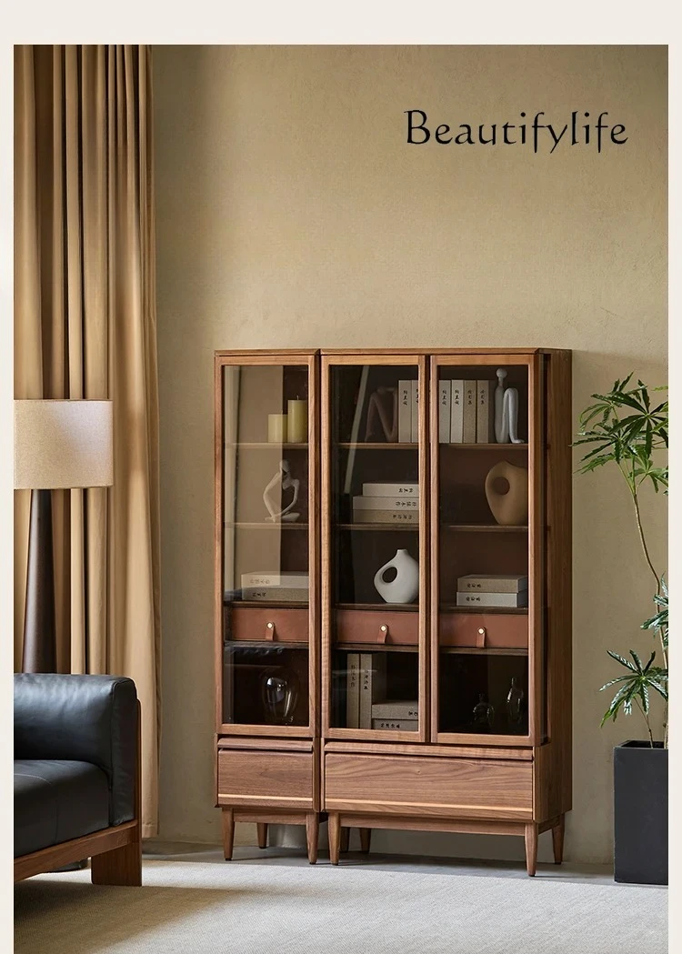 North American black walnut solid wood bookcase household shelf study display case medieval bookshelf
North American black walnut solid wood bookcase household shelf study display case medieval bookshelf