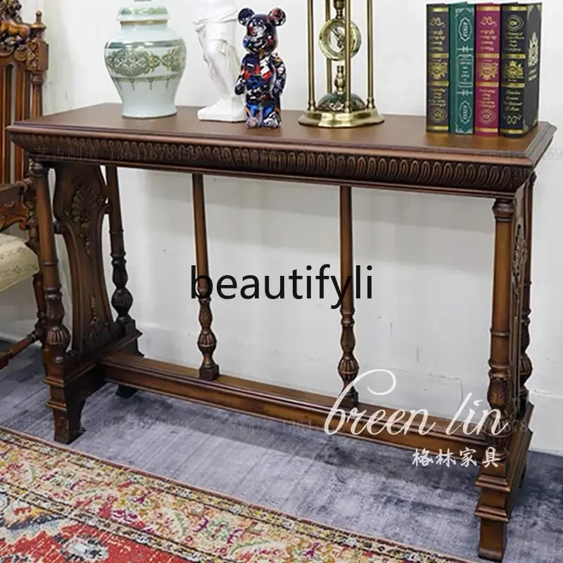 American medieval solid wood entrance table double-sided carved entrance classical decorative cabinet07A
American medieval solid wood entrance table double-sided carved entrance classical decorative cabinet07A