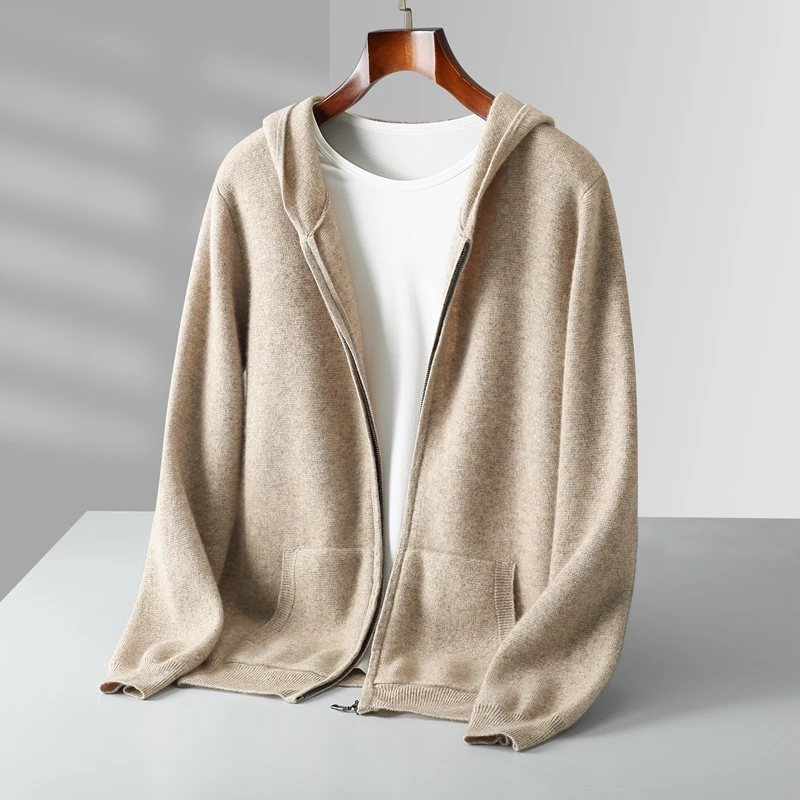 Autumn Winter New 100% Merino Wool Men's Zipper Hooded Coat Thick Sweater Warm Long Sleeved Knitted Cardigan men's coat
Autumn Winter New 100% Merino Wool Men's Zipper Hooded Coat Thick Sweater Warm Long Sleeved Knitted Cardigan men's coat