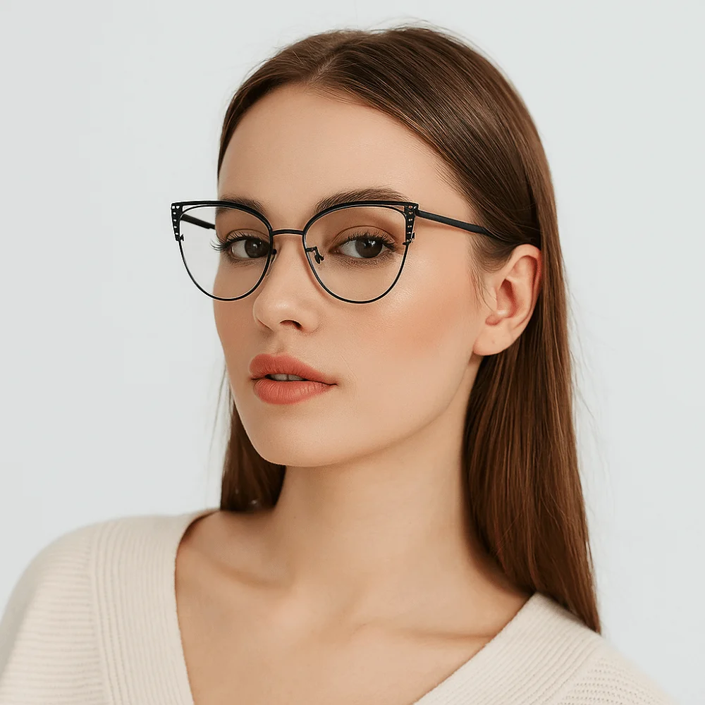 Rhinestone Studded Anti-blue Light Glasses Metal Frame Transparent Square Frame Myopia Glasses Anti Radiation Eye Protective
Rhinestone Studded Anti-blue Light Glasses Metal Frame Transparent Square Frame Myopia Glasses Anti Radiation Eye Protective