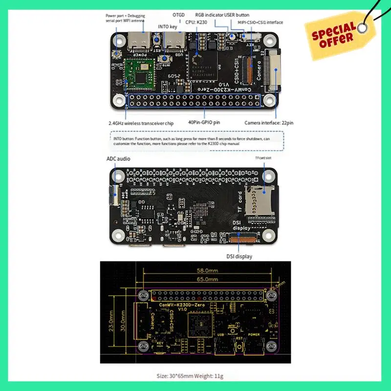 -A14E K230D ZERO Development Board AI Rapid Development Board For Various Intelligent Scenarios
-A14E K230D ZERO Development Board AI Rapid Development Board For Various Intelligent Scenarios