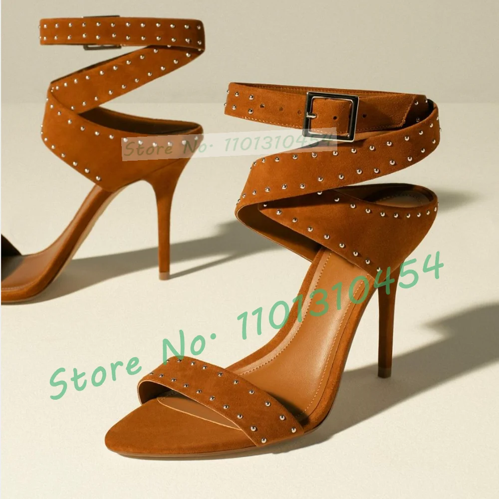 Brown Suede Stiletto Sandals Sexy Women Rivet Wide Cross Straps High Heels Shoes Party Ankle Strap Nightclub Plus Size Sandals
Brown Suede Stiletto Sandals Sexy Women Rivet Wide Cross Straps High Heels Shoes Party Ankle Strap Nightclub Plus Size Sandals