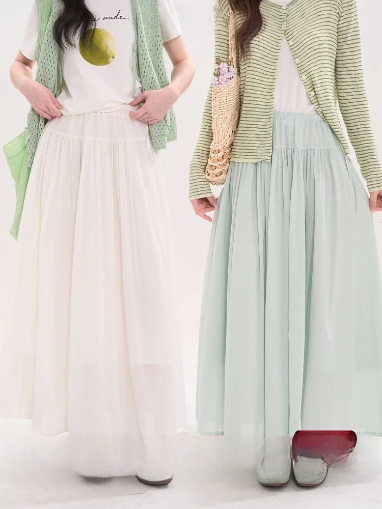 Heme Summer Midi A-Line Skirt Silk Chiffon Belted Draped Half-length Women's Spring Summer Loose Fit High Waist Skirt
Heme Summer Midi A-Line Skirt Silk Chiffon Belted Draped Half-length Women's Spring Summer Loose Fit High Waist Skirt