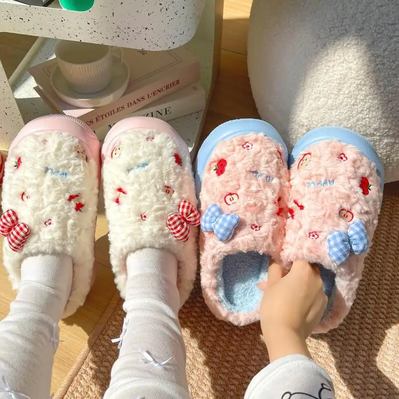New Thick Sole Bow Tie Cotton Slippers Girl Autumn Winter Indoor Home Anti-Slip Cute Keep Warm Velvet Slippers Kawaii
New Thick Sole Bow Tie Cotton Slippers Girl Autumn Winter Indoor Home Anti-Slip Cute Keep Warm Velvet Slippers Kawaii