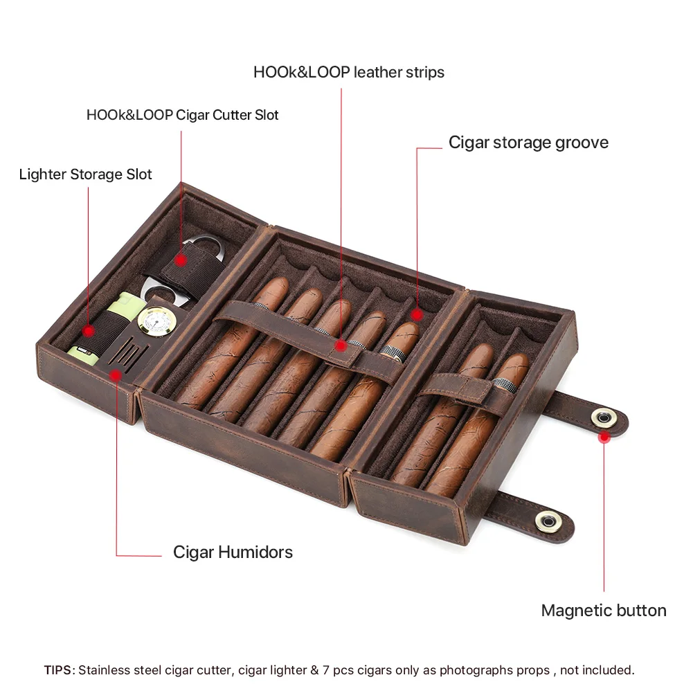 7pcs-slot Cowhide Humidor Cigar Box Travel Cigar Case Orginizer Leather Cedar Wood Cutter Smoking Accessories Storage
7pcs-slot Cowhide Humidor Cigar Box Travel Cigar Case Orginizer Leather Cedar Wood Cutter Smoking Accessories Storage