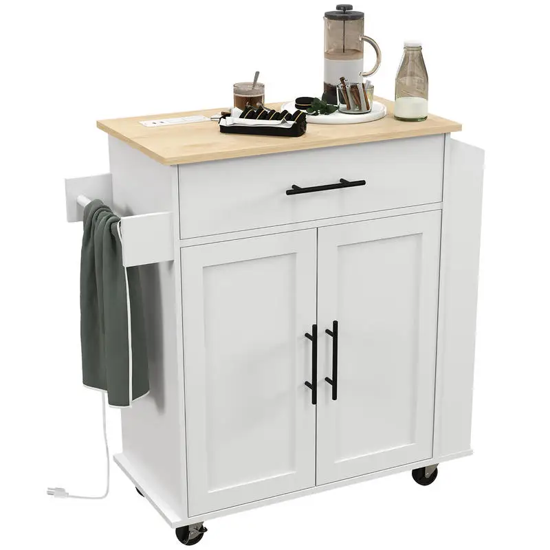 Rolling Island with Wheels for Kitchen, Kitchen Island on Rollers with Power Outlets, Drawer, and Doors, White
Rolling Island with Wheels for Kitchen, Kitchen Island on Rollers with Power Outlets, Drawer, and Doors, White