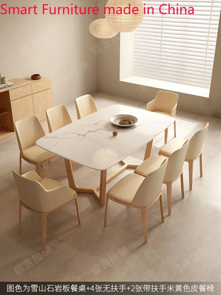 Log cream wind rock board household small household simple Nordic Japanese white wax wood dining table and chair combination
Log cream wind rock board household small household simple Nordic Japanese white wax wood dining table and chair combination
