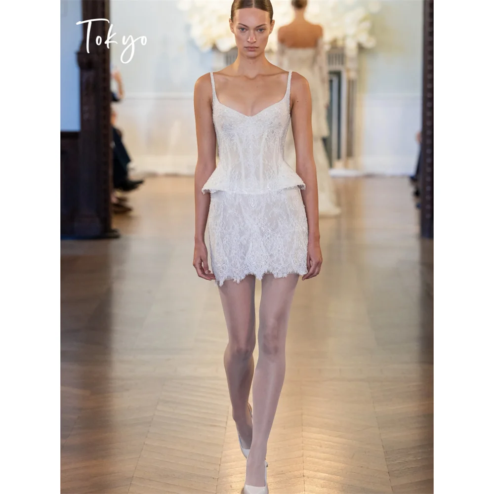 Tokyo Spaghetti Strap Lace Corset Bridal Shower Outfit Sweetheart Neck Peplum Waist Rehearsal Dinner Gown Luxury Chic Mini Dress
Tokyo Spaghetti Strap Lace Corset Bridal Shower Outfit Sweetheart Neck Peplum Waist Rehearsal Dinner Gown Luxury Chic Mini Dress