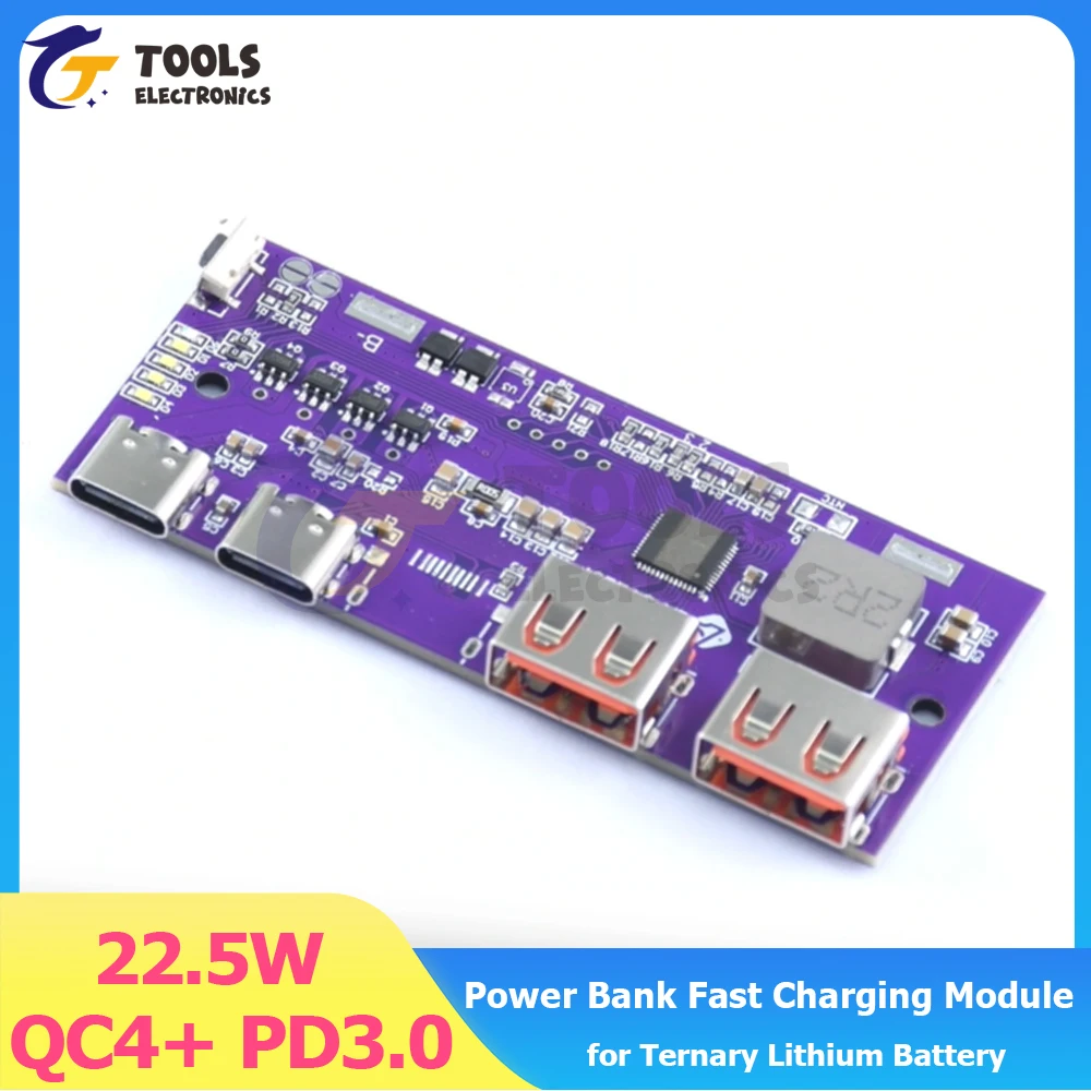 22.5W Power Bank Fast Charging Mobile Power Module QC4+ PD3.0 Type-C USB Charging Module for Ternary Lithium Battery
22.5W Power Bank Fast Charging Mobile Power Module QC4+ PD3.0 Type-C USB Charging Module for Ternary Lithium Battery