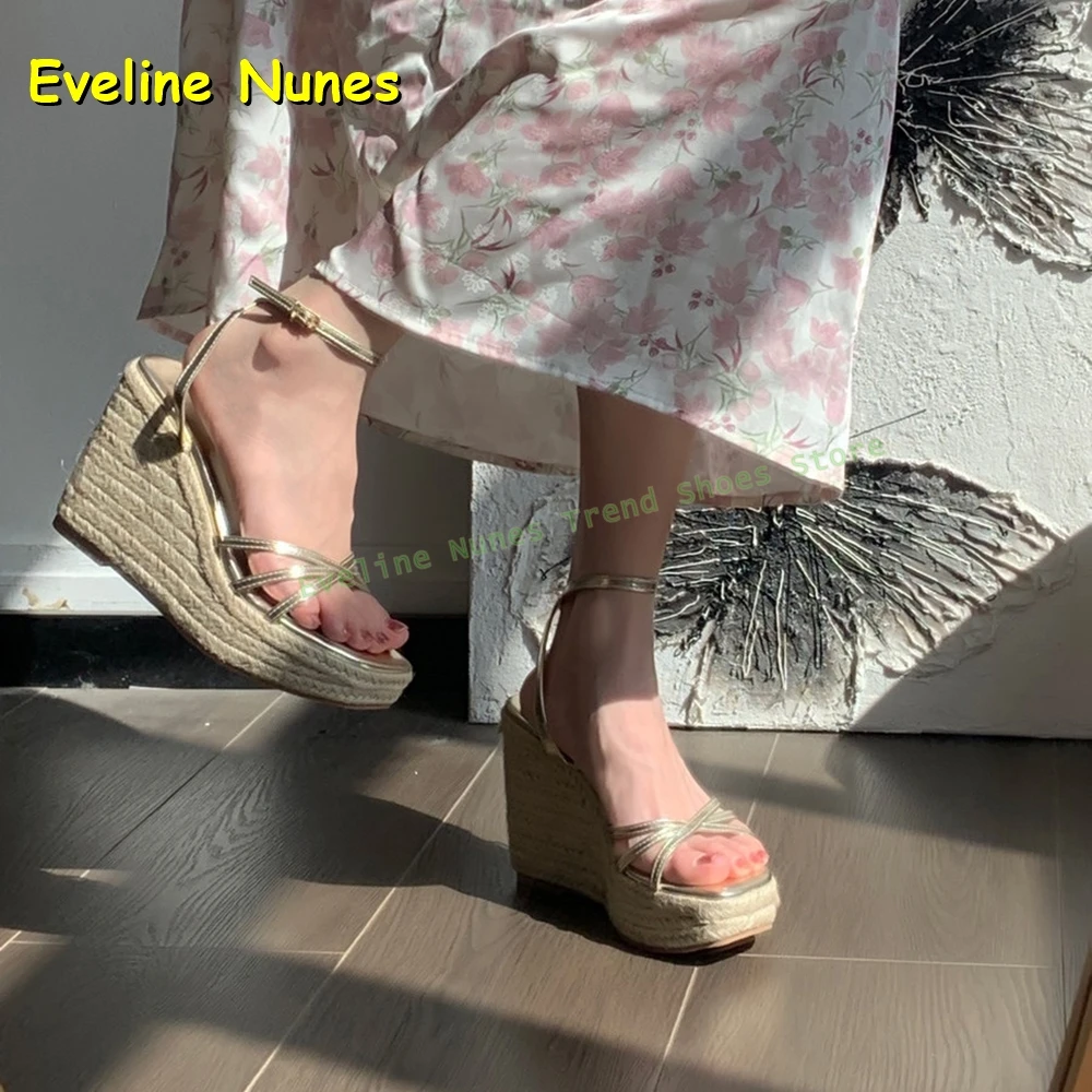 Women's Gold Metallic Espadrille Wedge Sandals Square Toe Ankle Strap Strappy Summer Beach Party Platform Shoes 2026 Vacation
Women's Gold Metallic Espadrille Wedge Sandals Square Toe Ankle Strap Strappy Summer Beach Party Platform Shoes 2026 Vacation