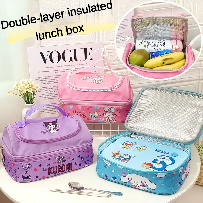 Sanrio Cinnamoroll Kuromi My Melody Lunch Bag Cartoon Double-Layer Travel Thermal Breakfast Box Large Capacity Tote Food Bag
Sanrio Cinnamoroll Kuromi My Melody Lunch Bag Cartoon Double-Layer Travel Thermal Breakfast Box Large Capacity Tote Food Bag