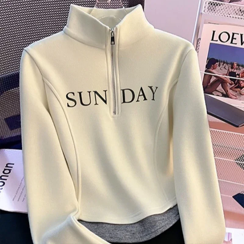 Half Zip Stand Up Collar Splicing Hoodie for Women's Spring Autumn Casual Stylish Fake Two-piece Long Sleeved Slim Sweatshirt
Half Zip Stand Up Collar Splicing Hoodie for Women's Spring Autumn Casual Stylish Fake Two-piece Long Sleeved Slim Sweatshirt