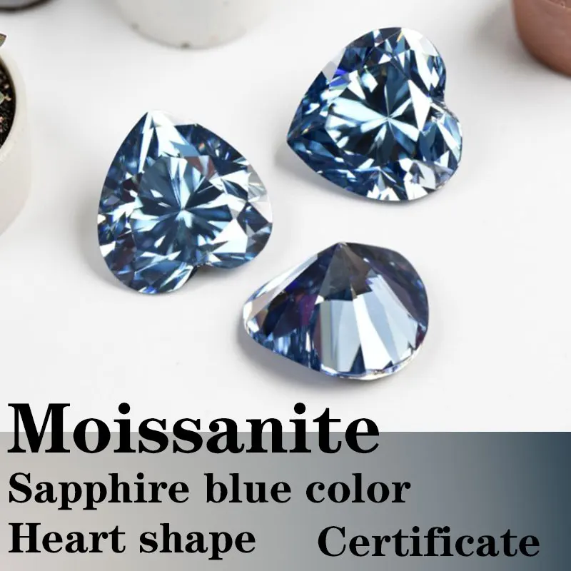 Moissanite VVS1 Artificial Stone Sapphire Blue Color Heart Cut with Certificate Factory Wholesale Price
Moissanite VVS1 Artificial Stone Sapphire Blue Color Heart Cut with Certificate Factory Wholesale Price
