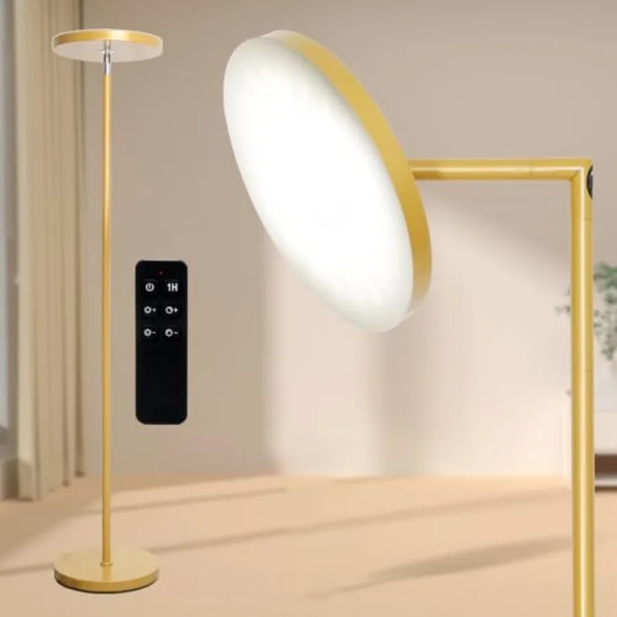 90-Degree Foldable LED Torchiere Floor Lamp Super Bright 30W 3000LM Remote Control with Stepless Dimming and Color Temperature
90-Degree Foldable LED Torchiere Floor Lamp Super Bright 30W 3000LM Remote Control with Stepless Dimming and Color Temperature