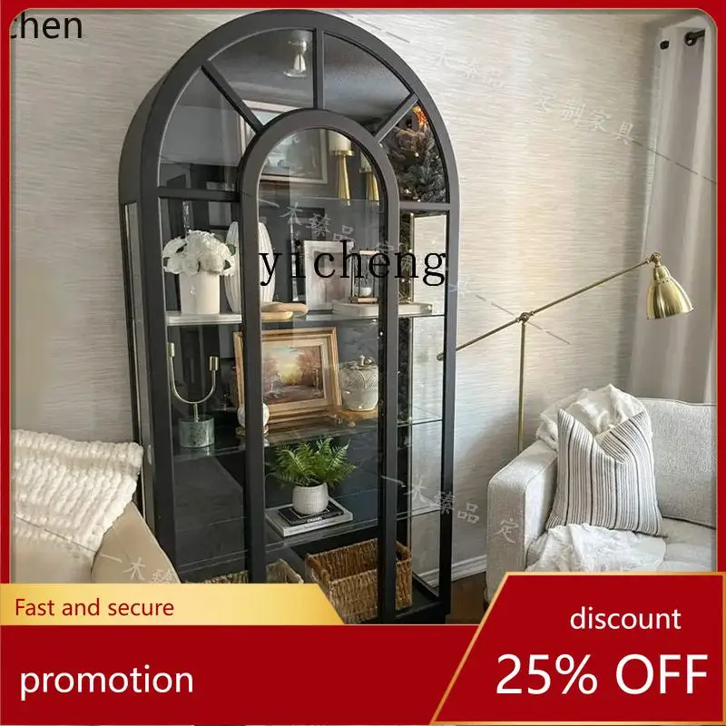 ZML American light luxury solid wood wine cabinet living room arched glass door large capacity display French retro bookcase
ZML American light luxury solid wood wine cabinet living room arched glass door large capacity display French retro bookcase