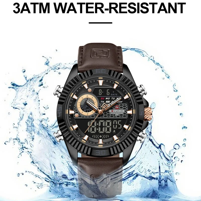 NAVIFORCE Fashion Men Luminous Clock watch Men's Genuine Leather Band Waterproof Date Countdown Wristwatches Relogio Masculino
NAVIFORCE Fashion Men Luminous Clock watch Men's Genuine Leather Band Waterproof Date Countdown Wristwatches Relogio Masculino