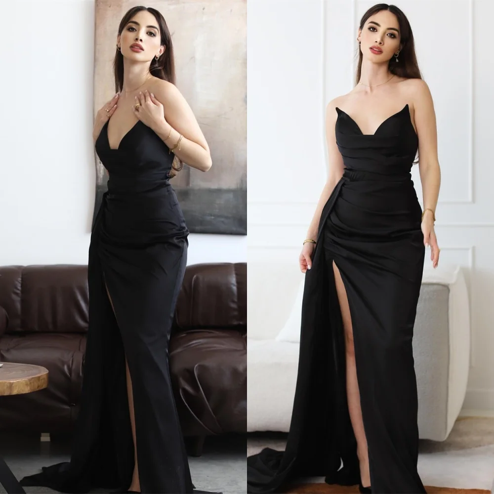 Customized Mermaid Simple Black Jersey Evening Dress Classic Strapless Sleeveless Homecoming Dresses Fashion Vestido De Festa
Customized Mermaid Simple Black Jersey Evening Dress Classic Strapless Sleeveless Homecoming Dresses Fashion Vestido De Festa